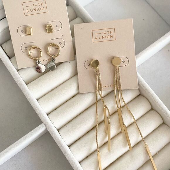 14th and union nickel free earring lot ✨ gold and silver style earrings set of 3 - Picture 1 of 2